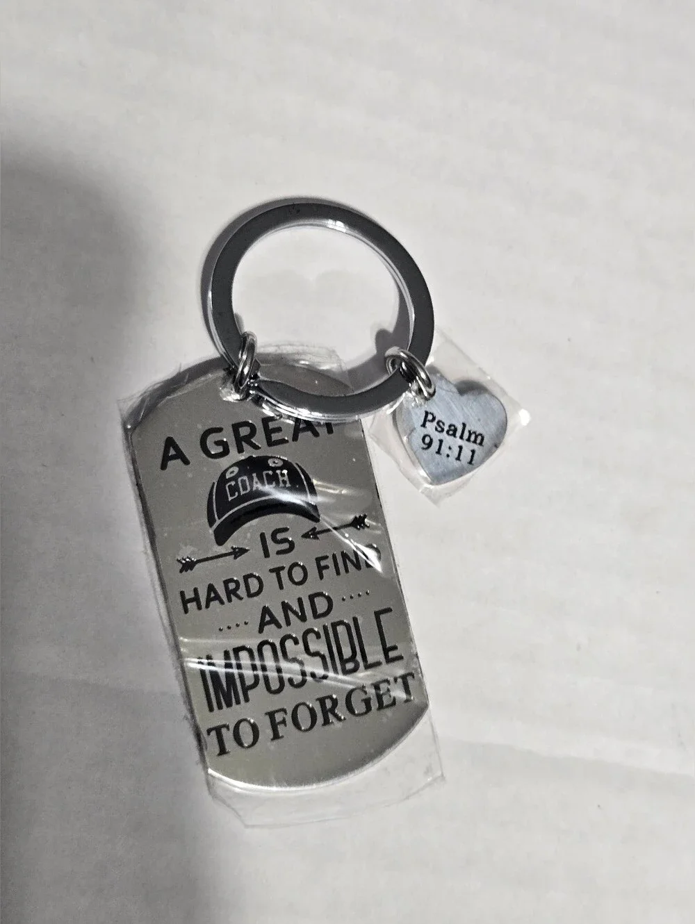 Coach Appreciation Keychain Gift Psalm 91:11 Inspirational Metal Key Ring New